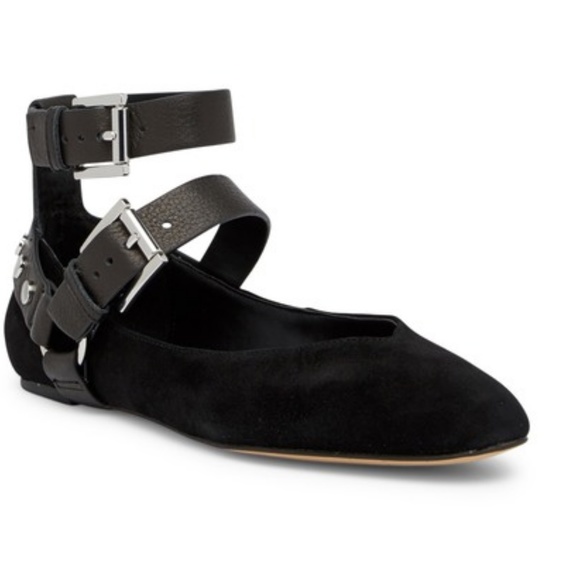 Rebecca Minkoff Shoes - Rebecca Minkoff Suede Ankle Strap Black Flat 8